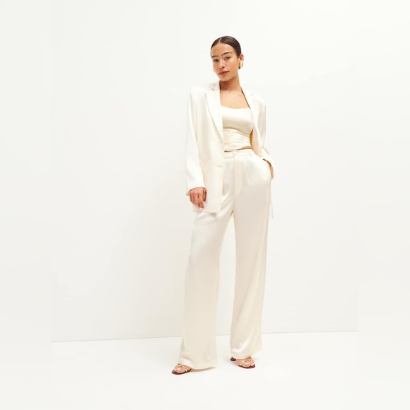 Reformation Mason Satin Pant in Fior Di Latte